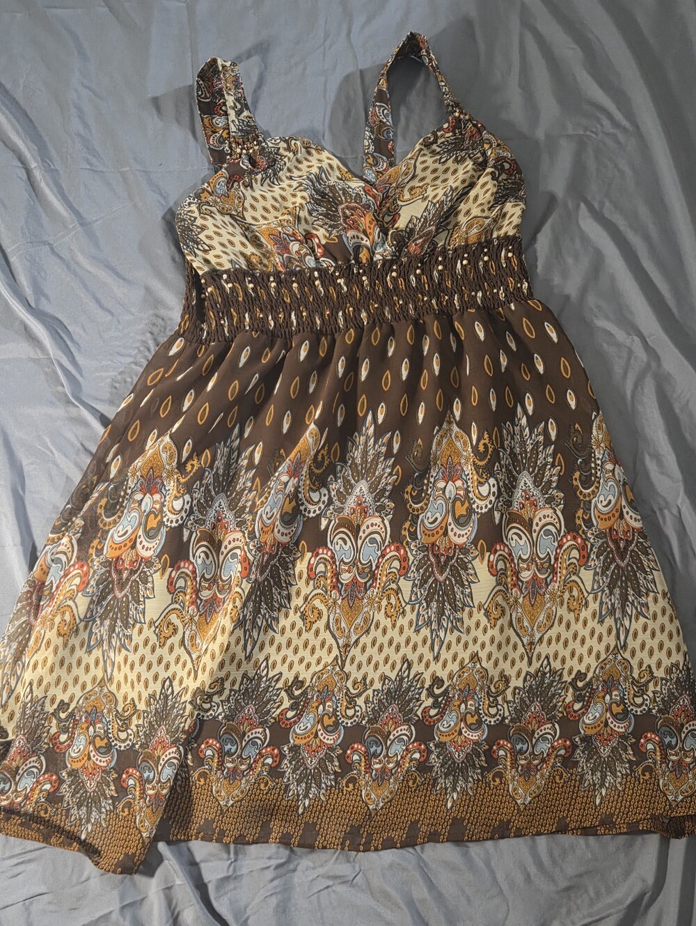 Plus Size Halter Style Dress With Ruched Front By Mlle Gabrille Sx 3x (Runs Smal